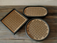 raku e wood tray collection DGsign Pottery