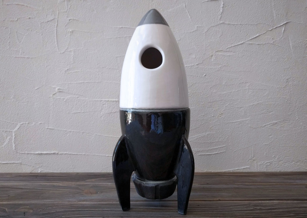 vintage toy rocket ceramic